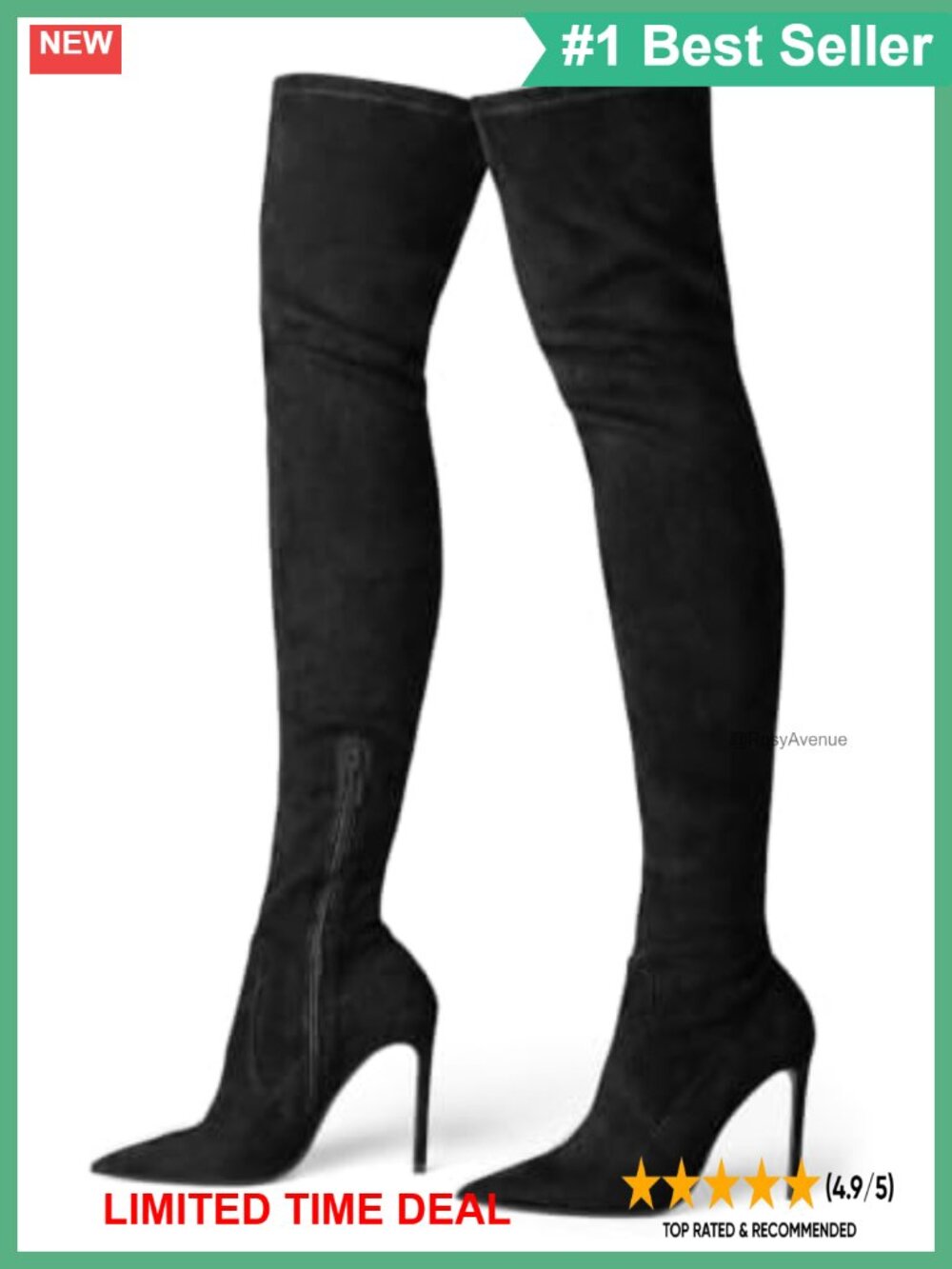 Faux Suede Over the Knee Stiletto Heel Pointed Toe Boots
